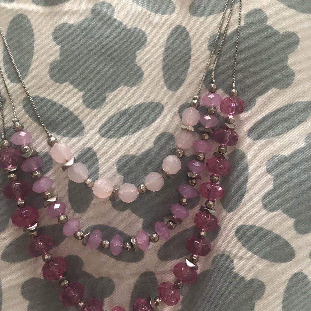 A Multi Purple Beaded Necklace and Earring Set